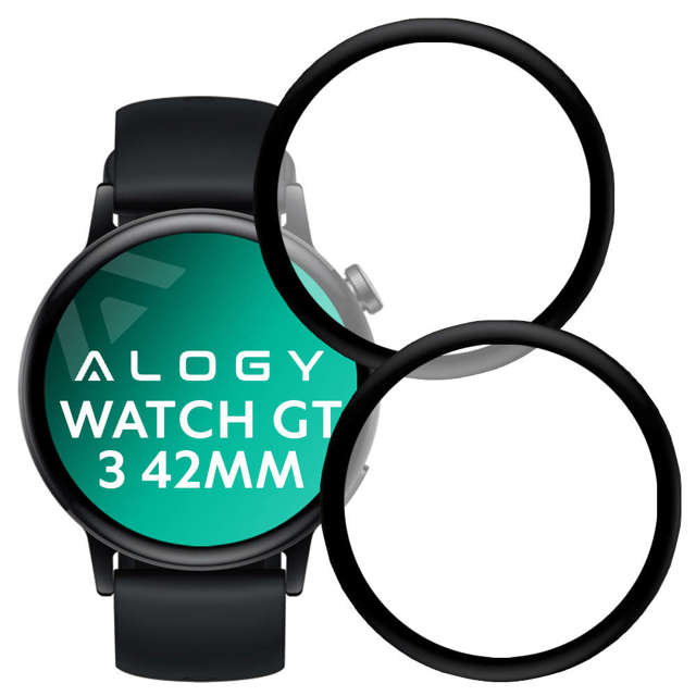 Alogy 2x Szkło na smartwatch elastyczne 3D do Huawei Watch GT 3 42mm Black