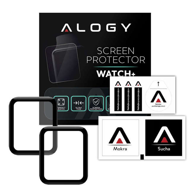 Alogy 2x Szkło na smartwatch elastyczne 3D do Xiaomi Amazfit Bip U/ Bip U Pro Black