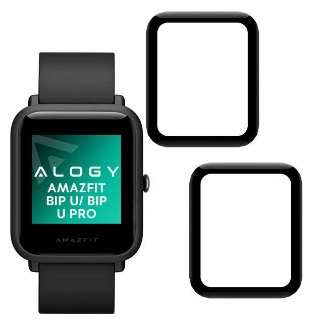 Alogy 2x Szkło na smartwatch elastyczne 3D do Xiaomi Amazfit Bip U/ Bip U Pro Black