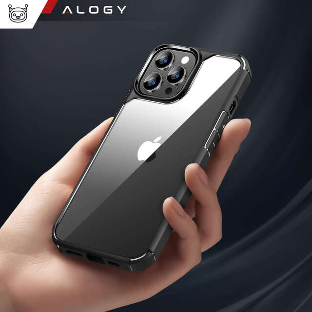 Alogy 360 Hybrid Set 6w1 Etui do iPhone 15 Pro Obudowa Case +2x szkło na ekran i obiektyw + Ring pancerne czarno-przezroczyste