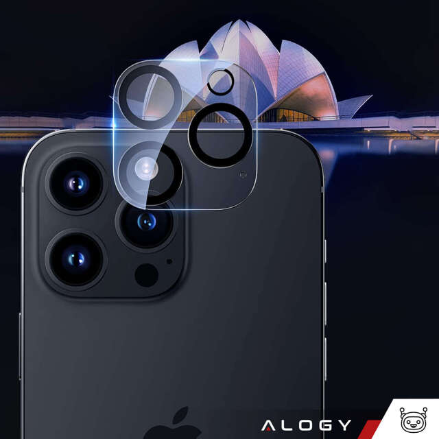 Alogy 360 Hybrid Set 6w1 Etui do iPhone 15 Pro Obudowa Case +2x szkło na ekran i obiektyw + Ring pancerne czarno-przezroczyste