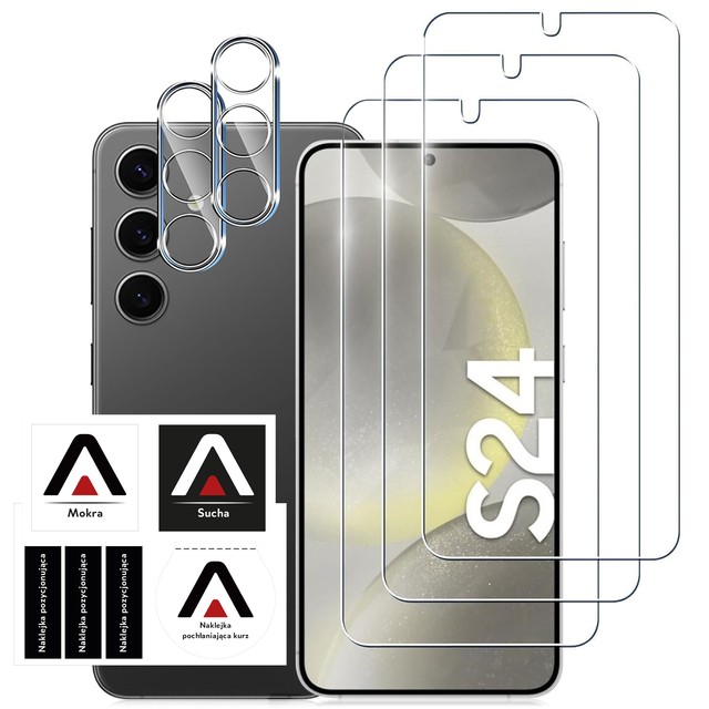 Alogy 3x Szkło hartowane do Galaxy S24 na ekran + 2x szkło na obiektyw Screen Protector Pro+ 9H