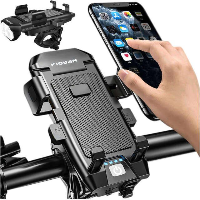 Alogy 4w1 Uchwyt rowerowy na telefon + lampka przednia + dzwonek na rower + Powerbank 3000mAh Bicycle Front Light