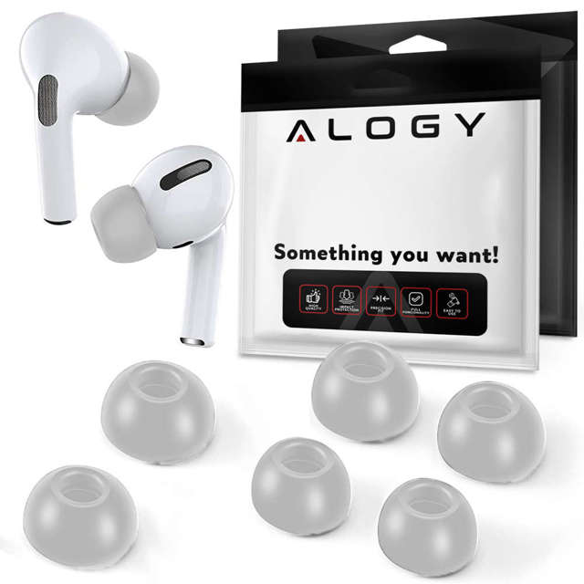 Alogy 6x Nakładki silikonowe zapamiętujące S M L do Apple AirPods Pro szare