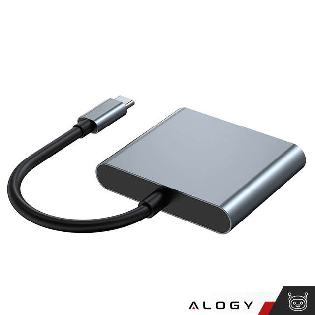 Alogy Adapter przejściówka HUB 3w1 USB-C na HDMI + USB-C + USB-A 4K 60Hz