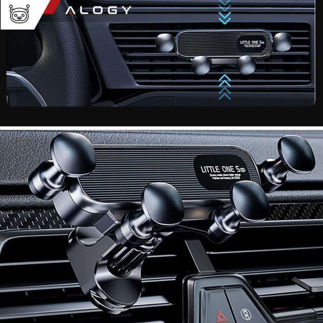 Alogy Airvent Long Arm Uchwyt samochodowy grawitacyjny do auta Car Holder na kratkę do kratki Czarny