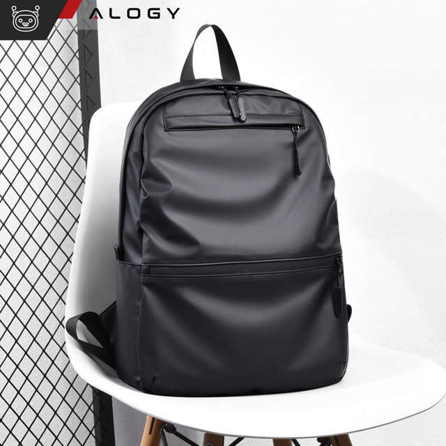 Alogy Backpack Plecak męski damski szkolny młodzieżowy na laptopa antykradzieżowy do samolotu uchwyt na walizkę Czarny