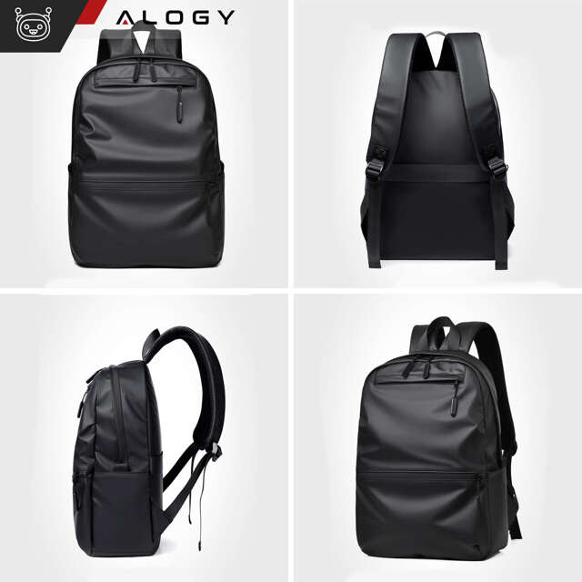 Alogy Backpack Plecak męski damski szkolny młodzieżowy na laptopa antykradzieżowy do samolotu uchwyt na walizkę Czarny