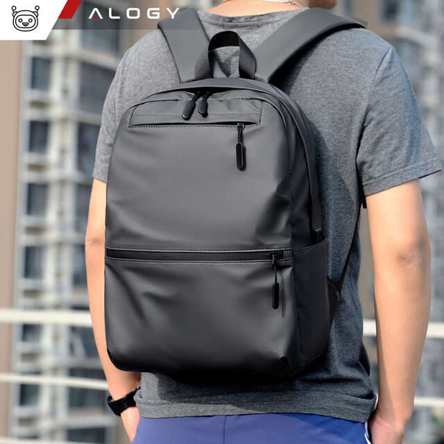 Alogy Backpack Plecak męski damski szkolny młodzieżowy na laptopa antykradzieżowy do samolotu uchwyt na walizkę Czarny