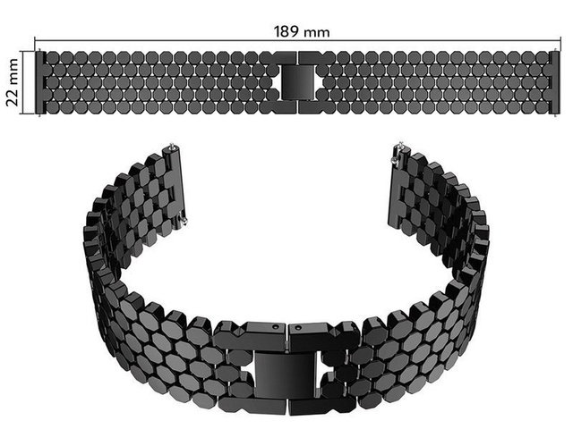 Alogy Bransoleta Honeycomb Steel stal nierdzewna do smartwatcha 22mm Czarna