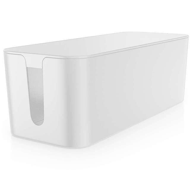 Alogy Cable Organizer Storage Box L 40cm Organizer biurkowy pojemnik pudełko na kable listwy Biały