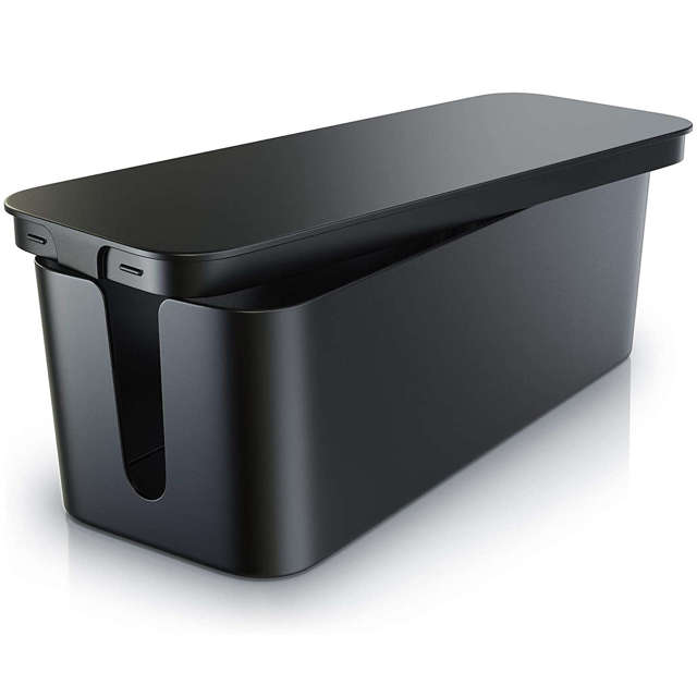 Alogy Cable Organizer Storage Box L 40cm Organizer biurkowy pojemnik pudełko na kable listwy Czarny