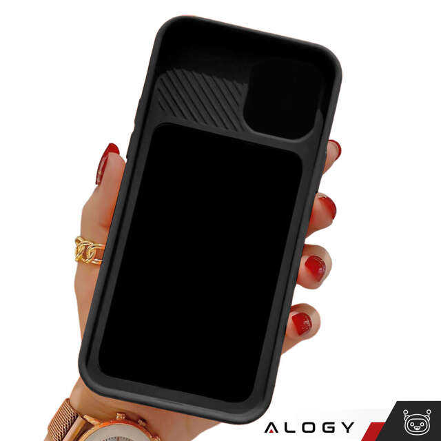 Alogy Camshield Soft Matt Etui ochronne do Apple iPhone 15 Plus obudowa ochronna z osłoną na aparat Slide Czarne