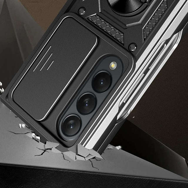 Alogy Camshield Stand Ring Etui na telefon z osłonką na aparat do Samsung Galaxy Z Fold 4 Black