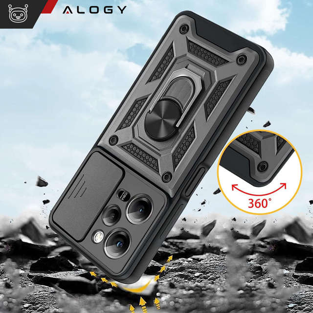 Alogy Camshield Stand Ring Etui ochronne z osłonką na aparat do Xiaomi Poco X5 Pro 5G / Redmi Note 12 Pro 5G Czarne