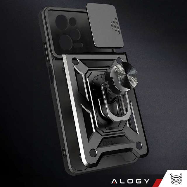 Alogy Camshield Stand Ring Etui ochronne z osłonką na aparat do Xiaomi Poco X5 Pro 5G / Redmi Note 12 Pro 5G Czarne