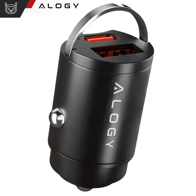 Alogy Car Ładowarka samochodowa USB QC 4.0 + USB-C PD 3.0 30W szybka mocna czarna