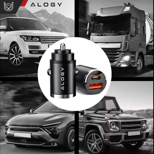 Alogy Car Ładowarka samochodowa USB QC 4.0 + USB-C PD 3.0 30W szybka mocna czarna