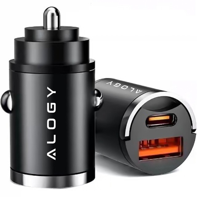 Alogy Car Ładowarka samochodowa USB QC 4.0 + USB-C PD 3.0 30W szybka mocna czarna