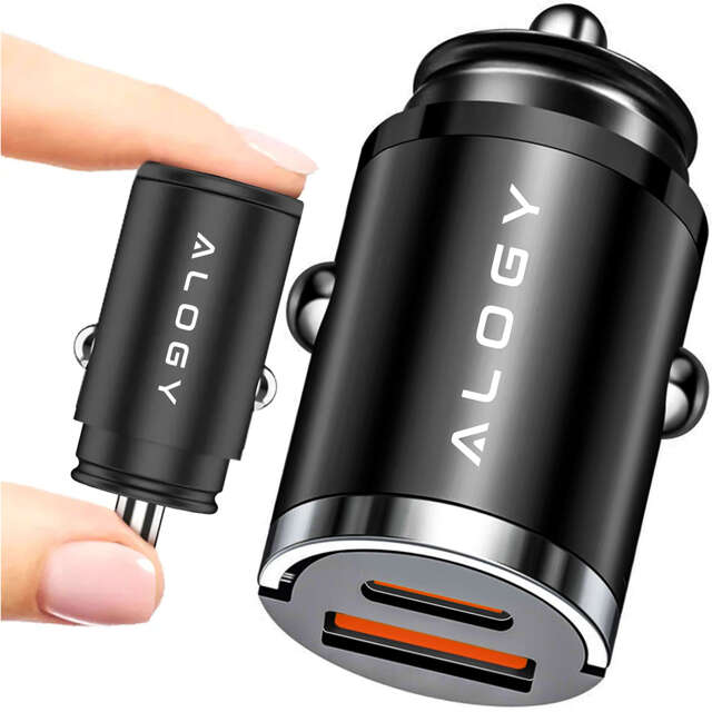 Alogy Car Ładowarka samochodowa USB QC 4.0 + USB-C PD 3.0 30W szybka mocna czarna