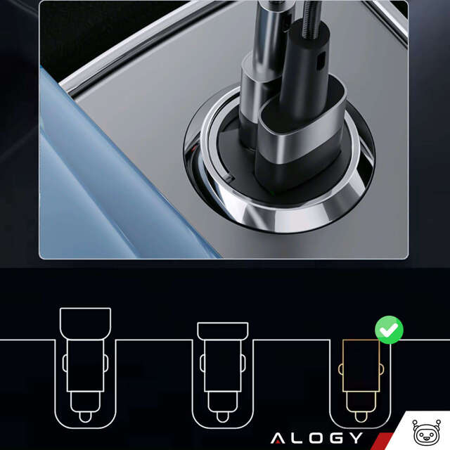 Alogy Car Ładowarka samochodowa USB QC 4.0 + USB-C PD 3.0 30W szybka mocna czarna