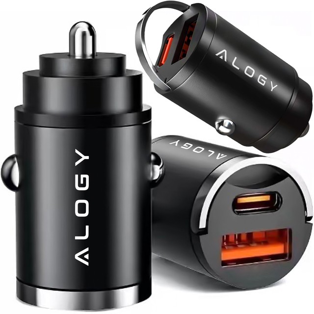 Alogy Car Ładowarka samochodowa USB QC 4.0 + USB-C PD 3.0 30W szybka mocna czarna