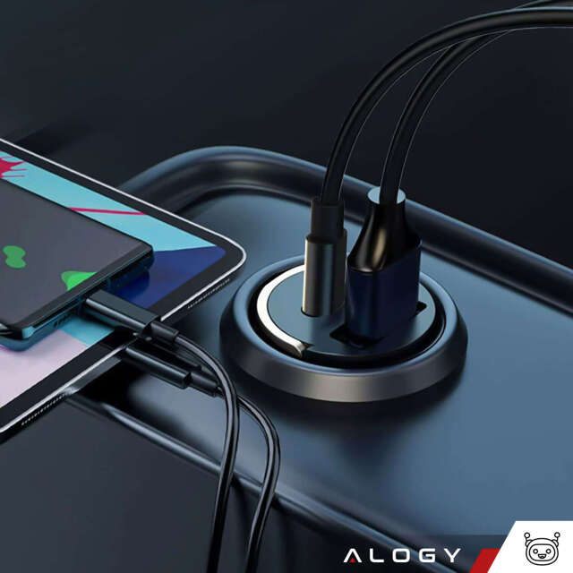 Alogy Car Ładowarka samochodowa USB QC 4.0 + USB-C PD 3.0 30W szybka mocna czarna