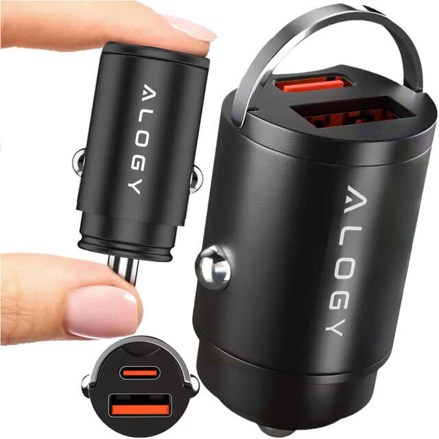 Alogy Car Ładowarka samochodowa USB QC 4.0 + USB-C PD 3.0 30W szybka mocna czarna