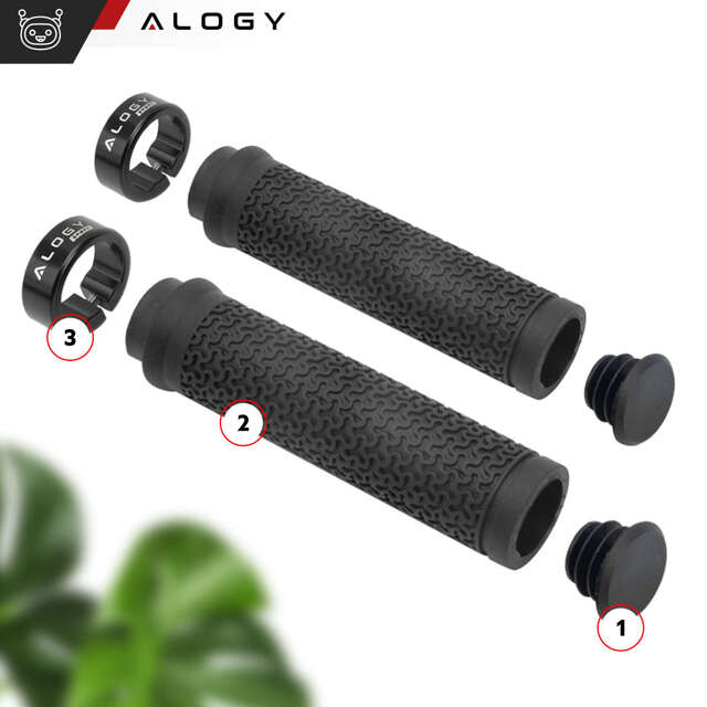 Alogy Chwyty gripy rowerowe rączki do kierownicy roweru ergonomiczne na rower MTB Sport Czarne [2szt]