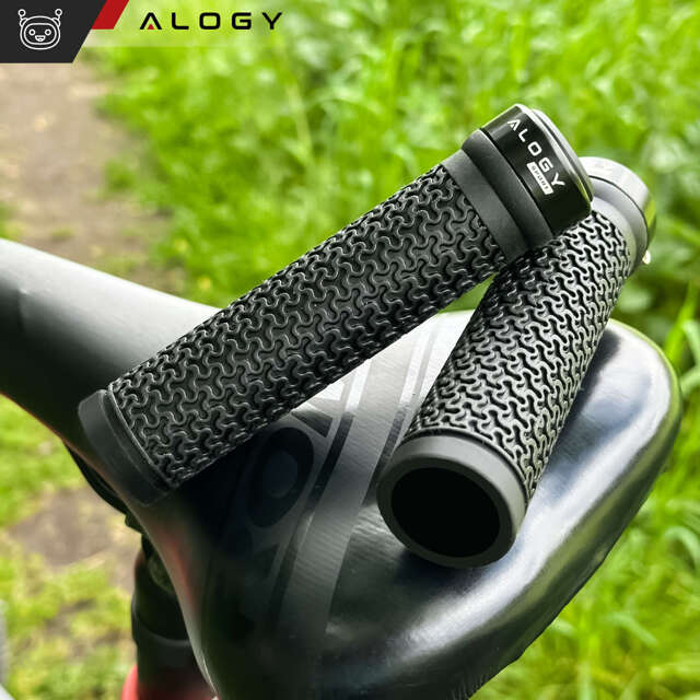 Alogy Chwyty gripy rowerowe rączki do kierownicy roweru ergonomiczne na rower MTB Sport Czarne [2szt]