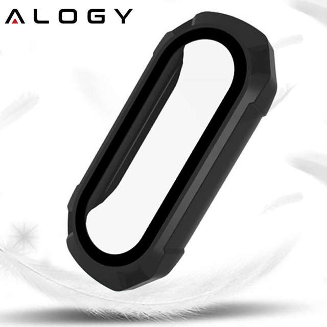 Alogy Classic Case Etui ochronne 2w1 nakładka wbudowane szkło do Xiaomi Mi Band 7 Czarne