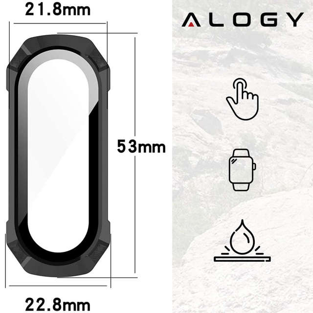 Alogy Classic Case Etui ochronne 2w1 nakładka wbudowane szkło do Xiaomi Mi Band 7 Czarne