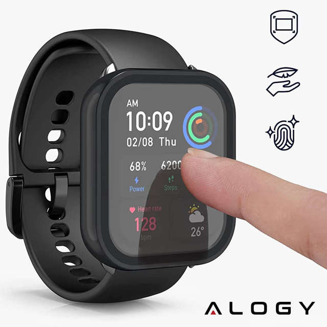 Alogy Classic Case Etui ochronne 2w1 nakładka z szkłem do Xiaomi Redmi Watch 2 Lite Czarne