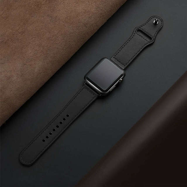 Alogy Elegancki pasek skórzany Leather Strap Band do Apple Watch 4/5/6/7/8/SE/ULTRA (42/44/45/49mm) Black