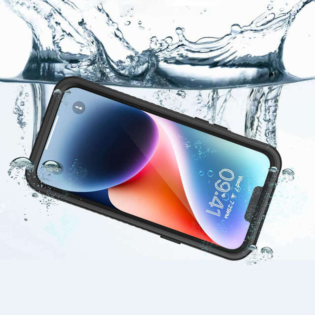 Alogy Etui do iPhone 14 wodoodporne pancerne 360 Case Hybrid ochrona aparatu obiektywów IP68 Waterproof czarne