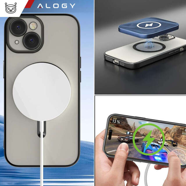 Alogy Etui do iPhone 15 Plus MagSafe Case Glamour Luxury Ring obudowa Czarne przezroczyste