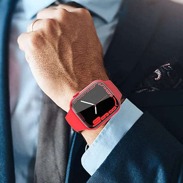 Alogy Etui do smartwatcha nakładka ze szkłem do Apple Watch 7 41mm Czerwona