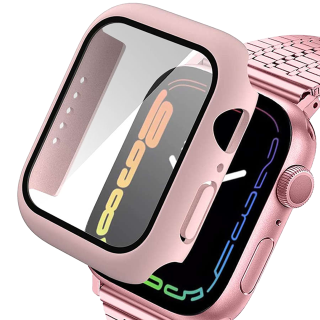 Alogy Etui do smartwatcha nakładka ze szkłem do Apple Watch 7 45mm Różowa