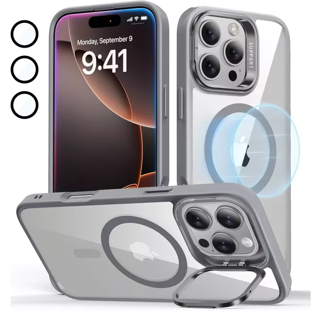 Alogy Etui hybrydowe ochronne do Apple iPhone 16 Pro Max KickStand Hybrid Case z podpórką do MagSafe Szare