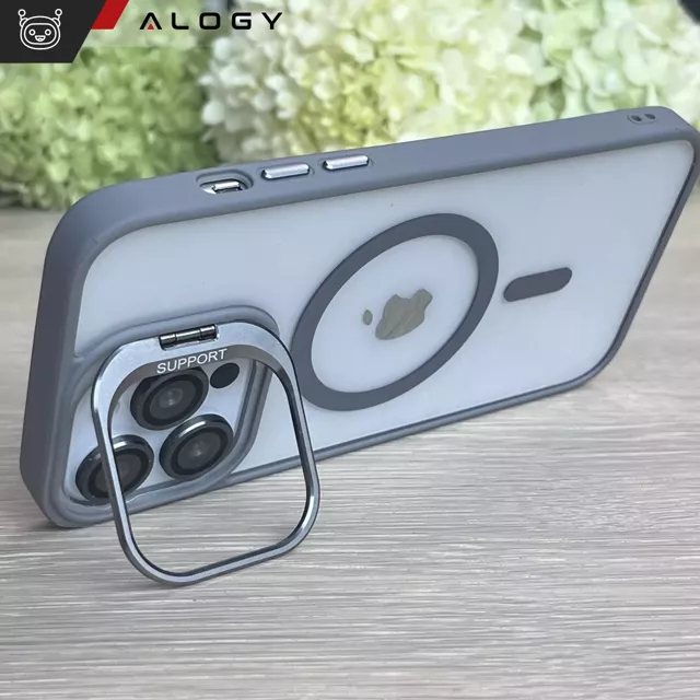 Alogy Etui hybrydowe ochronne do Apple iPhone 16 Pro Max KickStand Hybrid Case z podpórką do MagSafe Szare