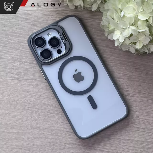 Alogy Etui hybrydowe ochronne do Apple iPhone 16 Pro Max KickStand Hybrid Case z podpórką do MagSafe Szare