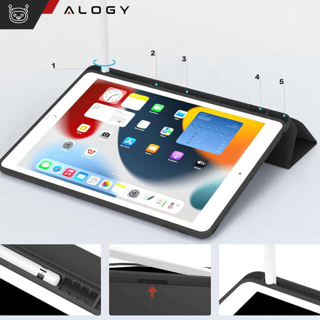 Alogy Etui na tablet Cheap Book Cover TPU + Pencil Space do Apple iPad 10.2 7/8/9Gen 2019/2020/2021 Czarne