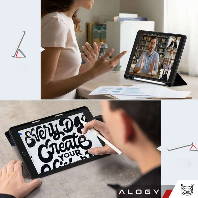 Alogy Etui na tablet Cheap Book Cover TPU + Pencil Space do Apple iPad 10.2 7/8/9Gen 2019/2020/2021 Czarne