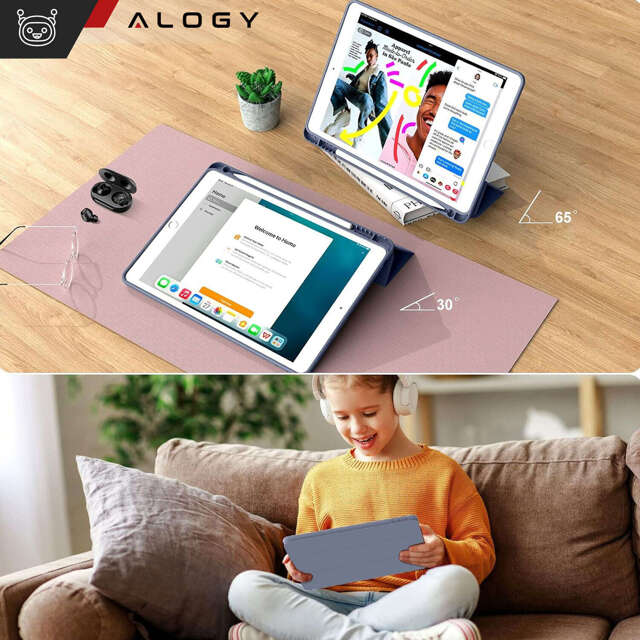 Alogy Etui na tablet Cheap Book Cover TPU + Pencil Space do Apple iPad 10.2 7/8/9Gen 2019/2020/2021 Niebieskie