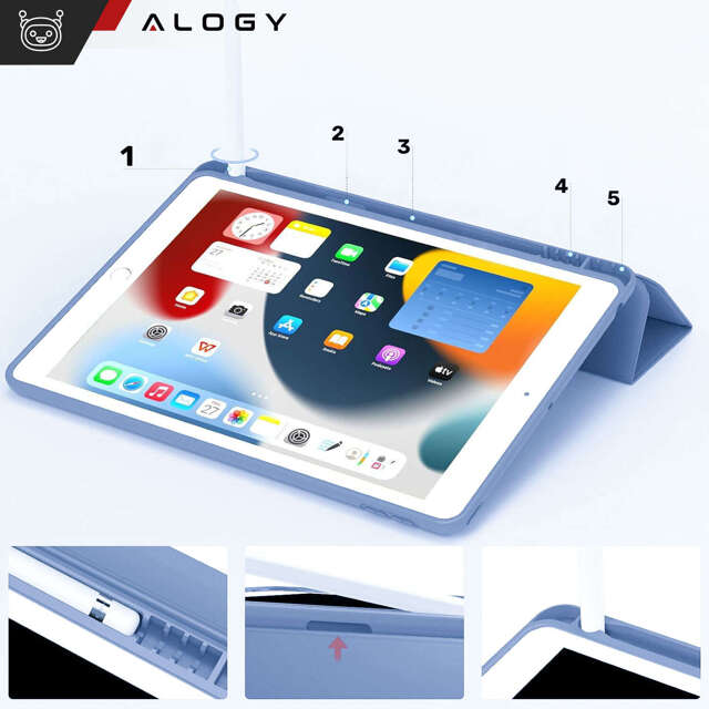 Alogy Etui na tablet Cheap Book Cover TPU + Pencil Space do Apple iPad 10.2 7/8/9Gen 2019/2020/2021 Niebieskie