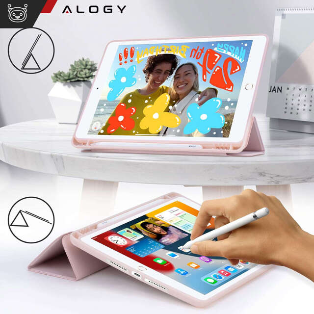 Alogy Etui na tablet Cheap Book Cover TPU + Pencil Space do Apple iPad 10.2 7/8/9Gen 2019/2020/2021 Różowe