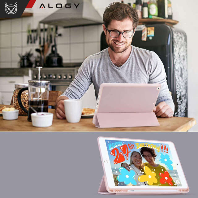 Alogy Etui na tablet Cheap Book Cover TPU + Pencil Space do Apple iPad 10.2 7/8/9Gen 2019/2020/2021 Różowe