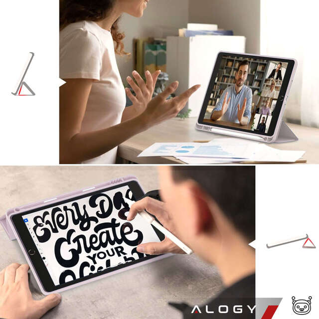 Alogy Etui na tablet Cheap Book Cover TPU + Pencil Space do Apple iPad 10.2 7/8/9Gen 2019/2020/2021 Różowe