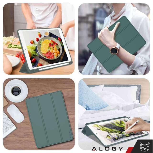 Alogy Etui na tablet Cheap Book Cover TPU + Pencil Space do Apple iPad 10.2 7/8/9Gen 2019/2020/2021 Zielone