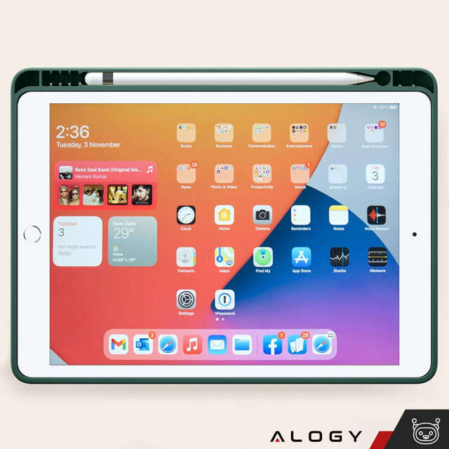 Alogy Etui na tablet Cheap Book Cover TPU + Pencil Space do Apple iPad 10.2 7/8/9Gen 2019/2020/2021 Zielone